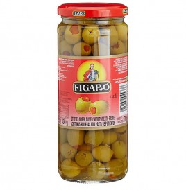Figaro Stuffed Green Olives With Pimiento-Paste  Glass Jar  450 grams